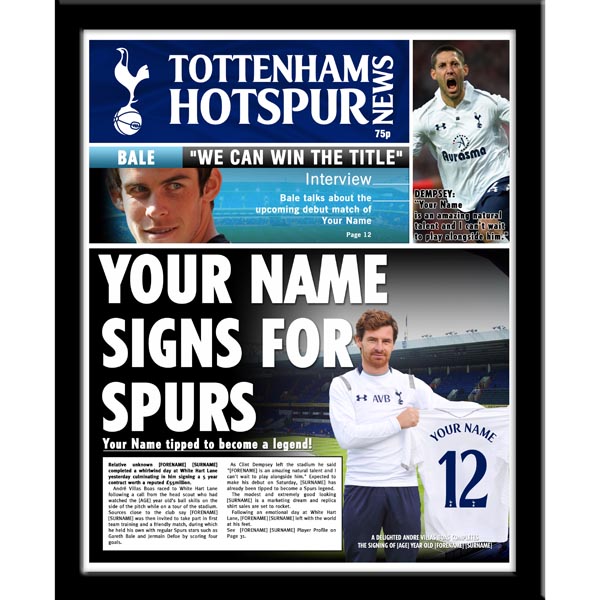 Tottenham - Personalised Framed Newspaper