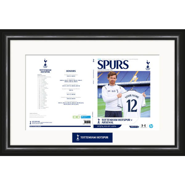 Tottenham - Personalised Match Day Programme - Framed