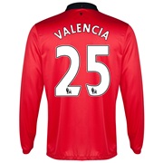 Manchester United Home Shirt 2013/14 - Long Sleeved - Kids with Valencia 25 printing