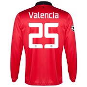 Manchester United UEFA Champions League Home Shirt 2013/14 - Long Sleeved - Kids with Valencia 25 printing