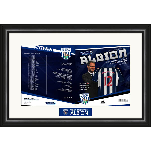 West Bromwich Albion - Personalised Match Day Programme - Framed